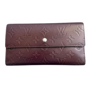 Louis Vuitton Sarah Long Wallet Matte Burgundy Leather Women’s Wallet With COA